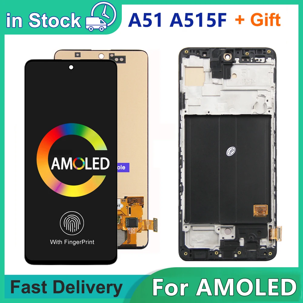 6.5\'\' For AMOLED For Samsung A51 SM-A515FN/DS A515 LCD Display Touch Screen Digitizer With Frame For Samsung A51 lcd