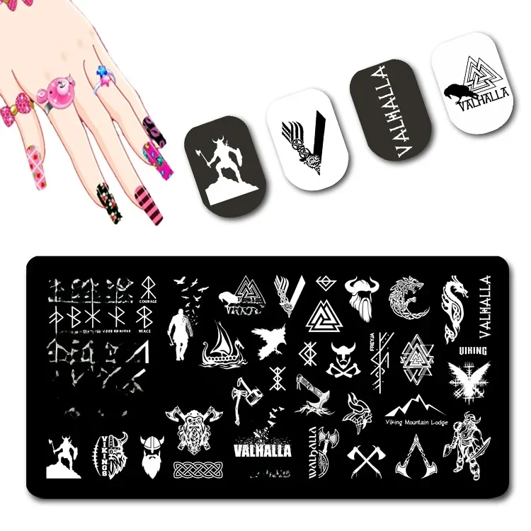 Mouteen-Tampon à ongles Kokor rick, plaques d'estampage, hache de combat, lettres, modèles #183