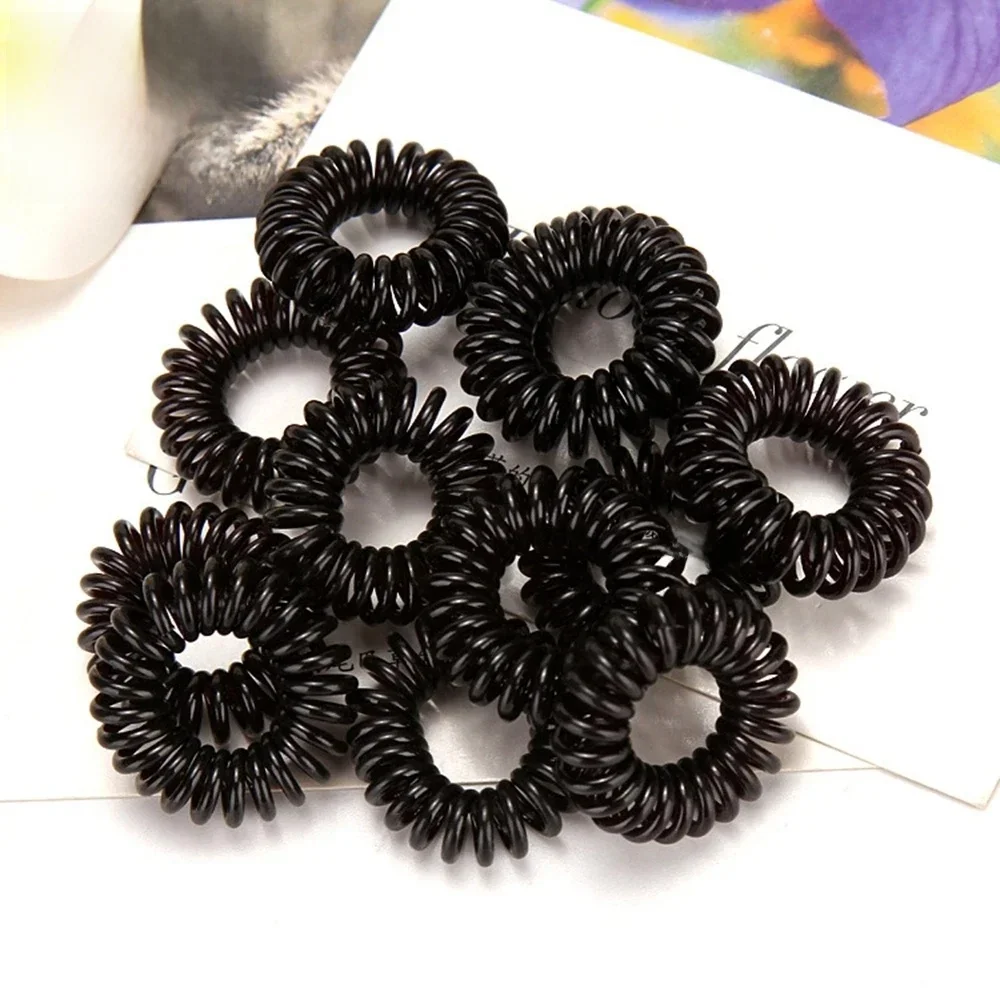 Nishine 100 sztuk/partia moda gumka nakrycia głowy kształt spirali elastyczne opaski do włosów jednokolorowy plastikowy drut telefoniczny akcesoria dla dzieci — zdjęcie 2