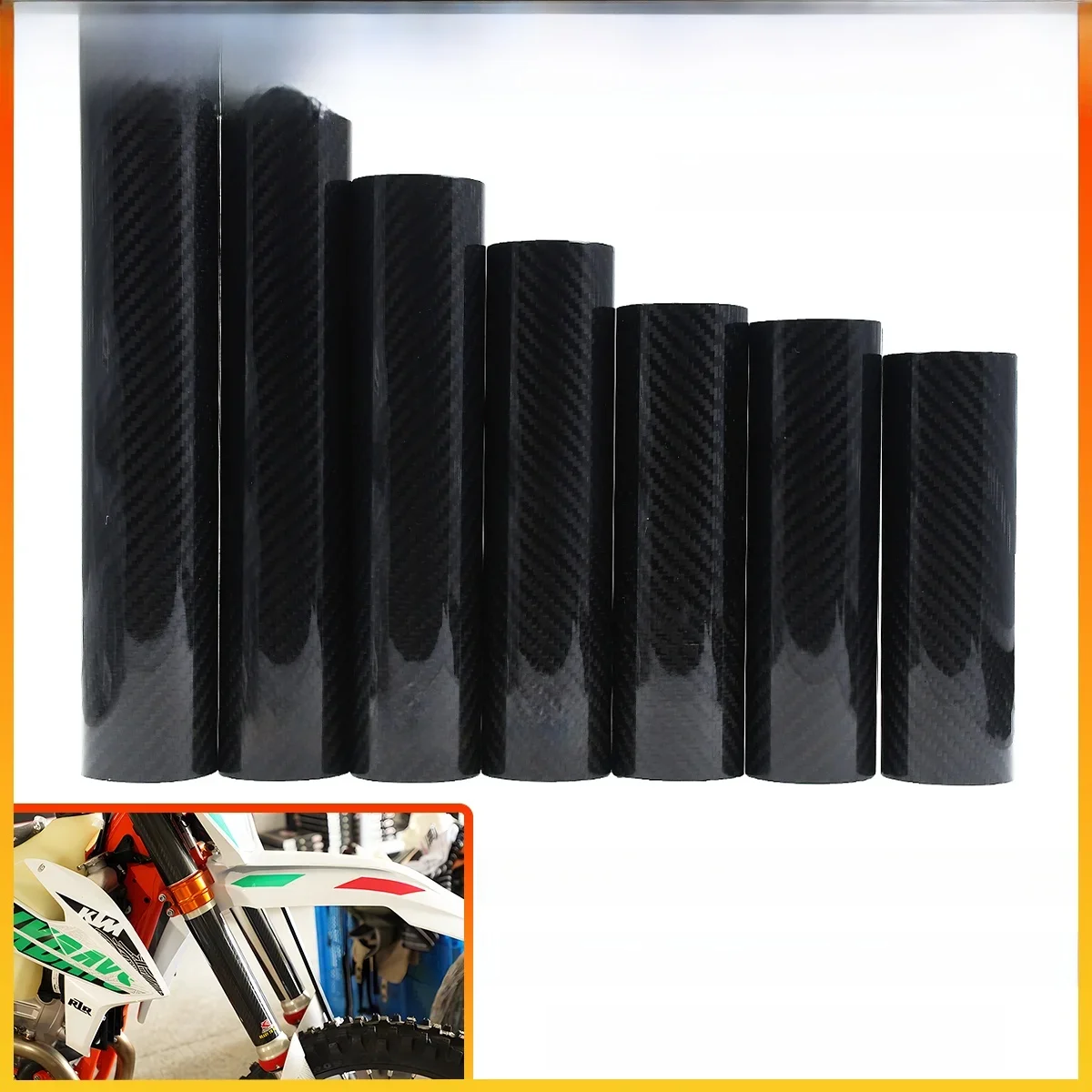 160mm-260mm Koolstofvezel Voorvork Guard Wrap Cover Voor KTM SHERCO Kawasaki Suzuki Honda Yamaha Husqvarna motorcross Universele - afbeelding 2