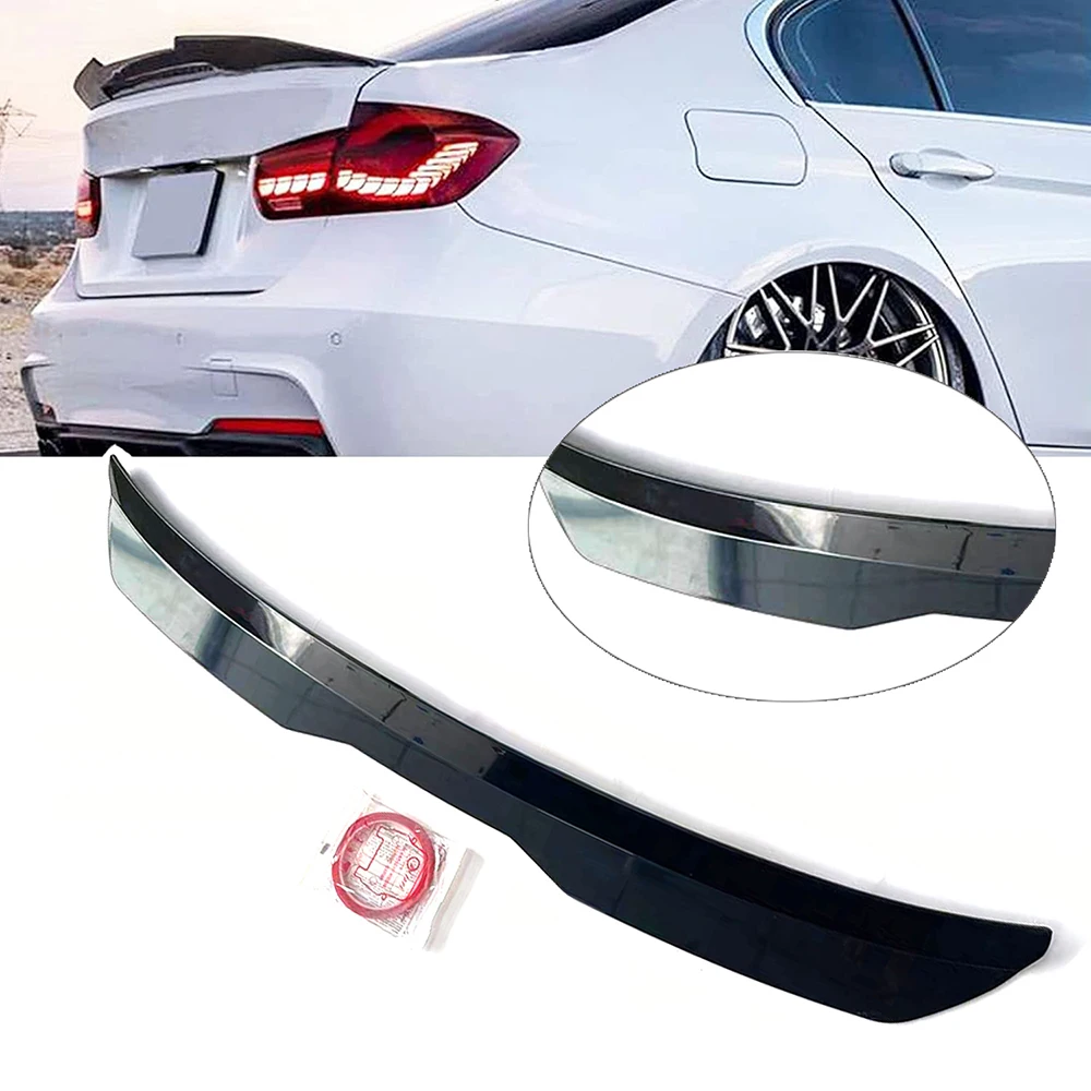 HiMISS Auto-Heckflügel-Zierleiste zum Aufkleben, Kofferraum-Spoiler mit Klebeband, Modifizierte Teile (Einseitig über 60cm), Glänzend Schwarz