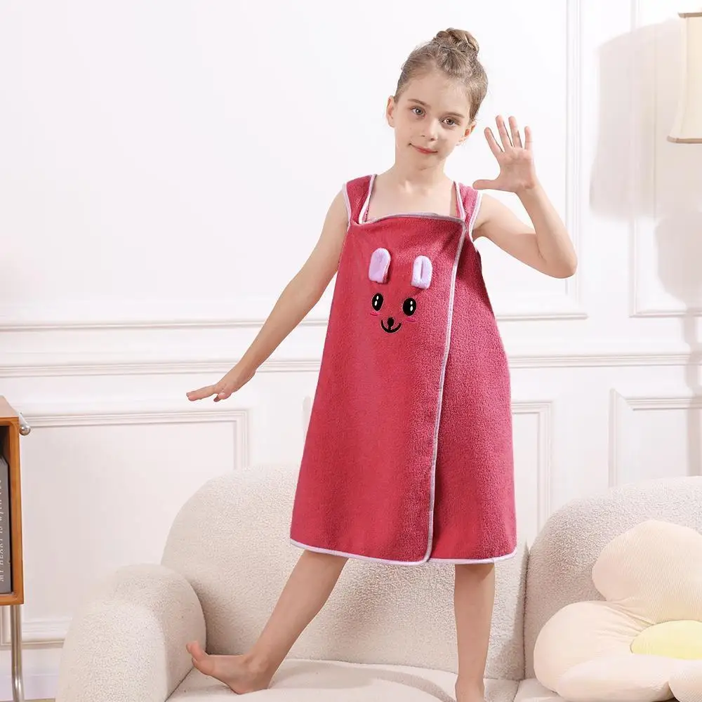1 Stück Kinder-Badetuchwickel, niedlicher Hasenohren-Baderock aus Mikrofaser für Mädchen im Alter von 6–12 Jahren, ultraweich, saugfähig, hautfreundlich, 250 g/m2 – Detail 6