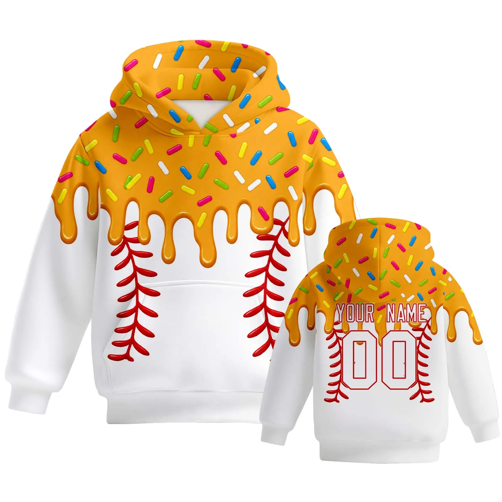 Custom Kids Hoodie Personalized Name Number Youth Baseball Style Sweatshirt Pullover Custom Sportswear for Boys Girls