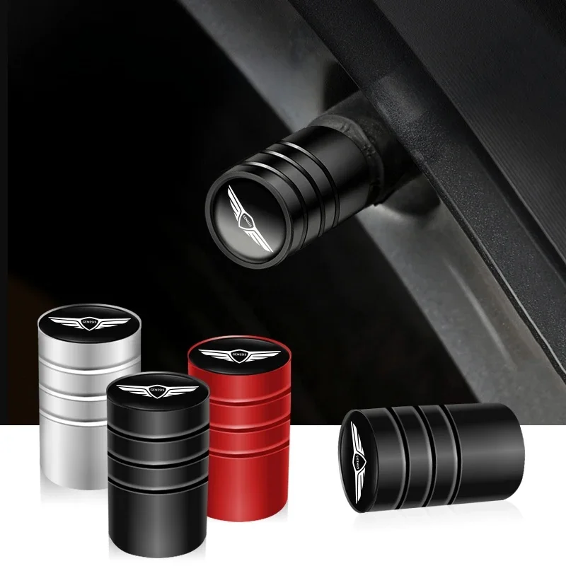 Bouchons de Valve de pneu de roue de voiture, 4 pièces/ensemble, couvercles de tige de pneu, accessoires pour Genesis G80 GV70 GV80 GV60 G70 Essentia Neolun G90 GV90 X