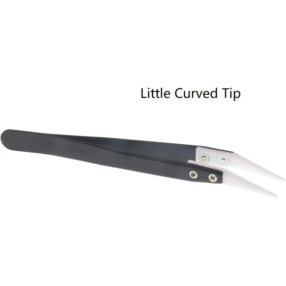 1PC Anti-Static Ceramic Tweezers Stainless Steel Industrial Ceramic Tweezers Insulated Straight/Curved Tip Tweezers image 5