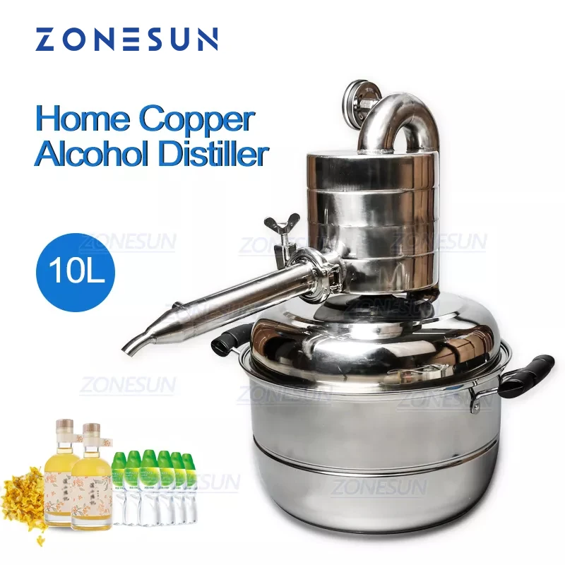 ZONESUN 10L Distiller for alcohol drinker Bar Household Facilities Wine Distilled Water Large Capacity Vodka Maker Brew Whisky