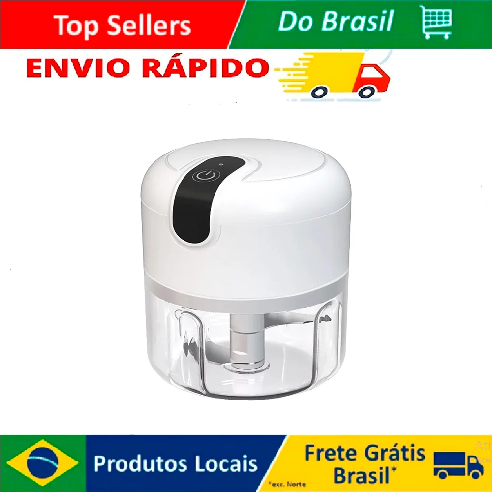 Mini Processador Alimentos Triturador de Alho Elétrico Moedor Elétrico Potente  Sem fio 250ml USB