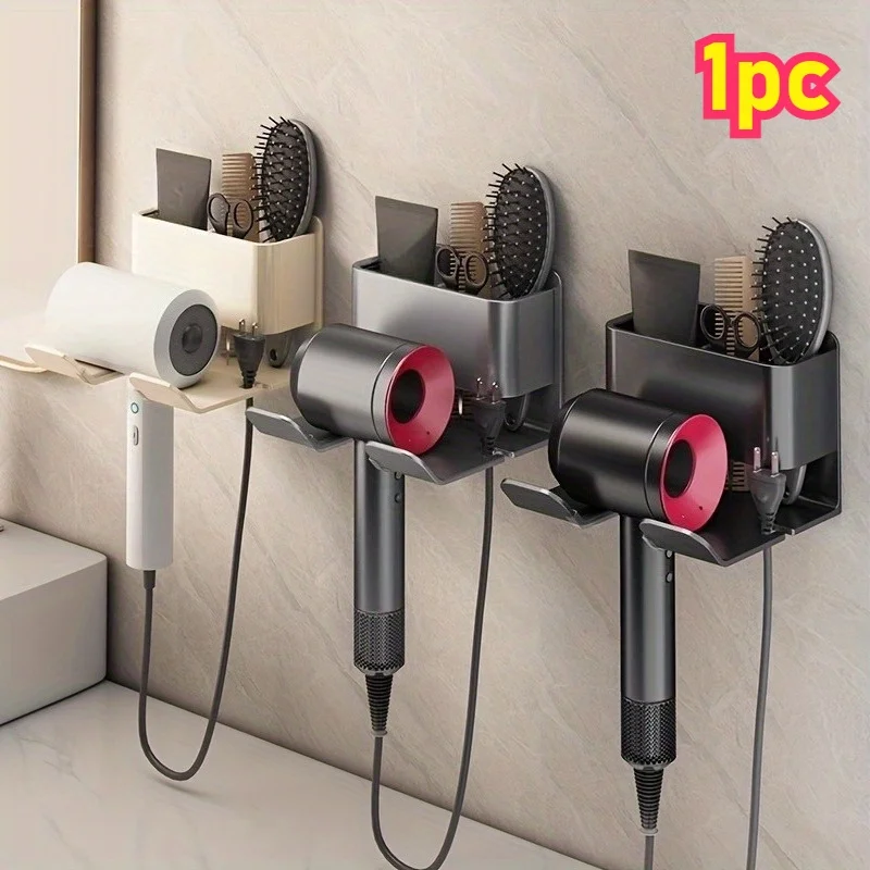 1 Stück Bohrerfreier Wandmontierter Haartrocknerhalter - Platzsparender Badezimmer-Organizer mit Robuster Konstruktion, für Badezimmer, Salon, Telefonhalter für die Wand mit Saugnapf, Telefonhalterung