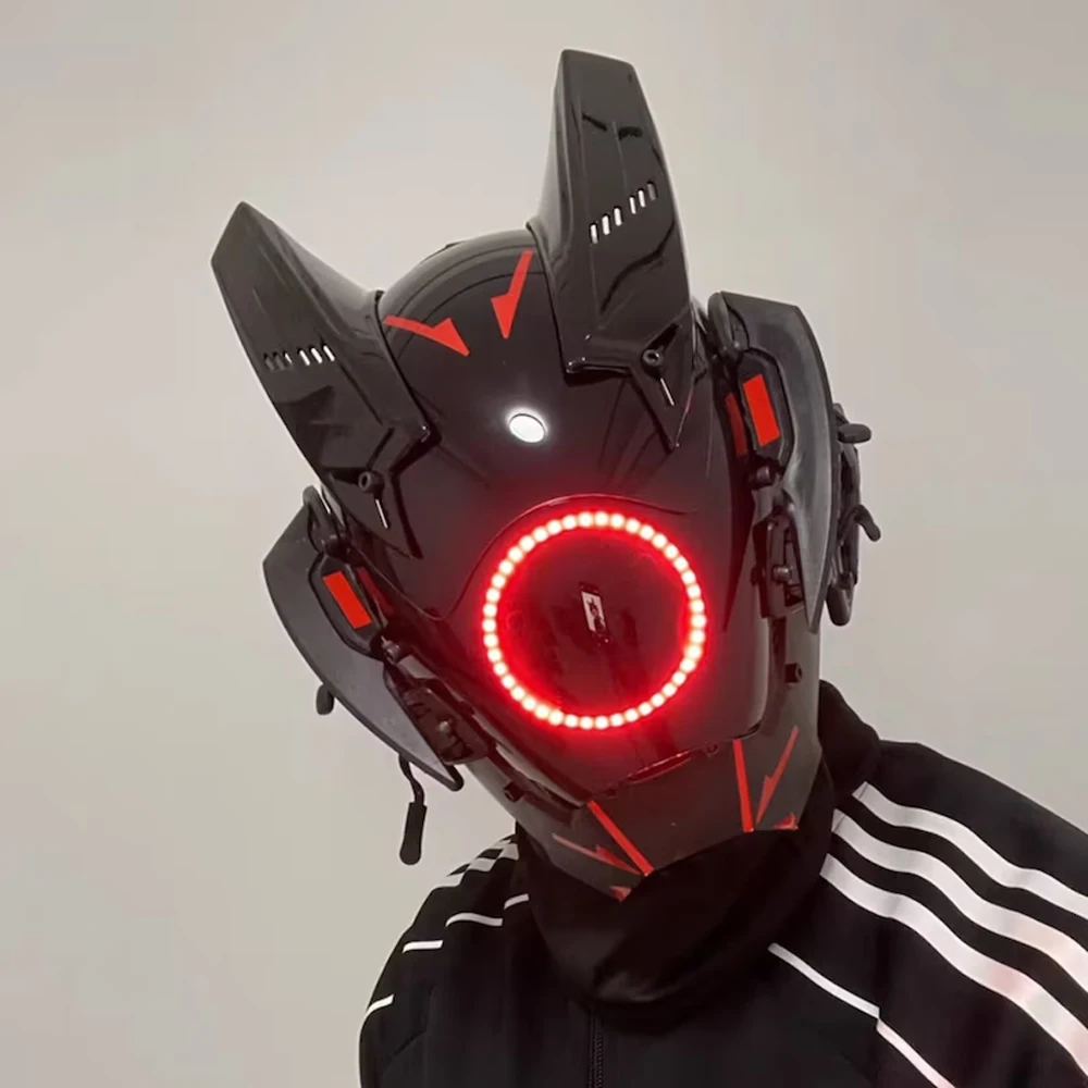 Cyberpunk mask - Luminous mask - LED mask - Samurai helmet - Tactical helmet Cosplay