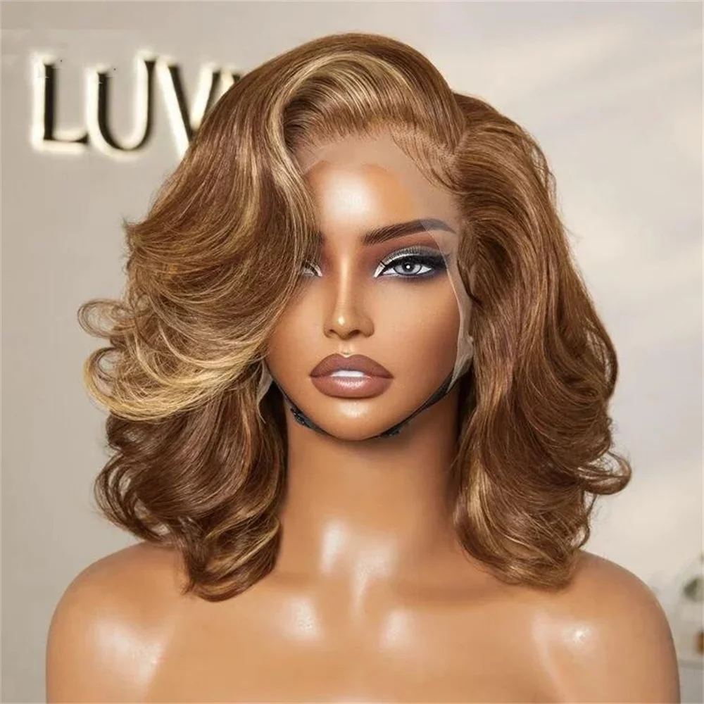 

Highlight Brown Wave 26inch 180Density Preplucked 5x5 Silk Base Jewish Human Hair Wig With Baby Hair HD Lace European Hair