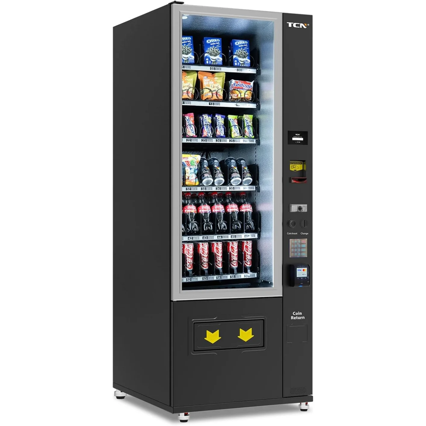 SMART M!N! VEND!NG MACH!NE FOR SALE REFR!GERATED SNACK DR!NK COMMERC!AL VV!TH CRED!T CARD READER 36 SELECT!ON MOB!LE MANAGEMENT B!LL CO!N ACCEPTOR