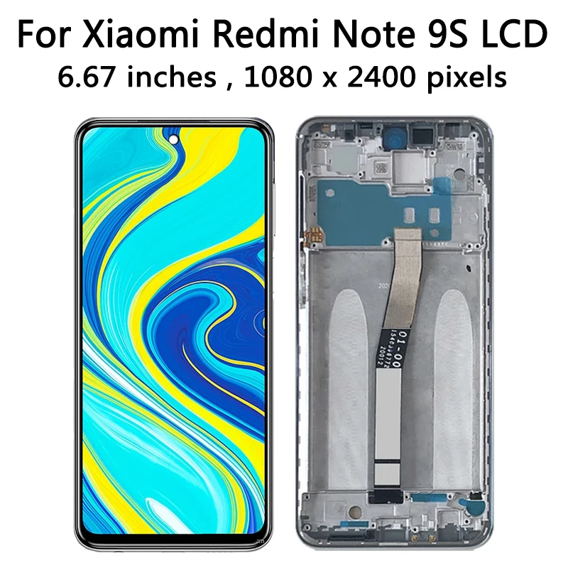 AAA+ Quality for Xiaomi Redmi Note 9S Note9s M2003J6A1G LCD Display Touch Screen with Frame for Redmi Note 9 Pro 9Pro M2003J6B2G