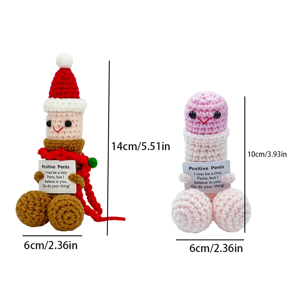 Cute Crochet Doll Gift for Christmas, Desktop Decoration Figurine with Emotional Support Language, Positive Pickle Decorative