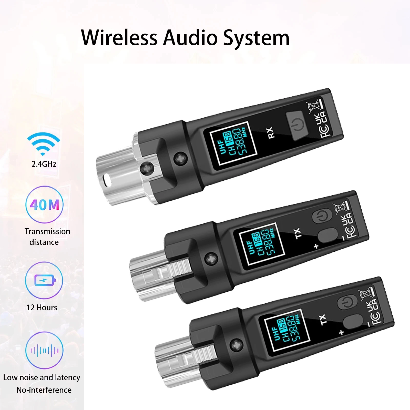 2.4Ghz Xlr Wireless Microphone Transmitter Receiver System Rechargeable Mic Adapter for Dynamic Mic Audio Mixer Pa System Guitar