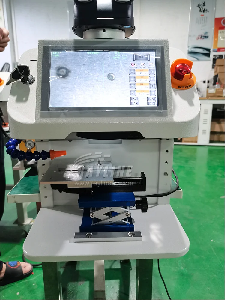 YAG ليزر شاشة تعمل باللمس التحكم مجوهرات ماكينة لحام نقطي لحام ليزر صغير مع محور دوار لحلقة سلسلة الذهب والفضة