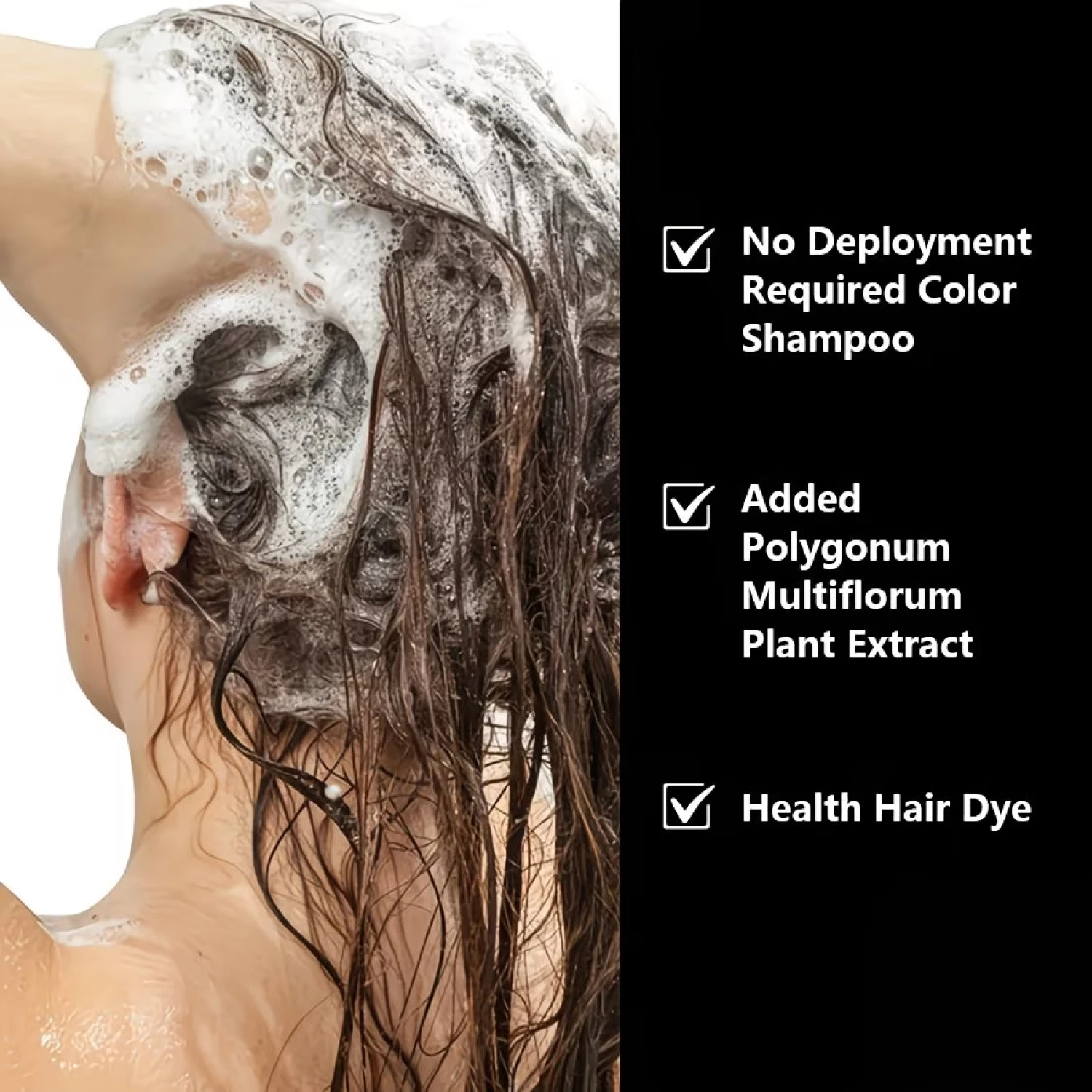 Water Ice Levin Plant Black Hair Dye Shampoo 100ml Ginseng Ginger Mild Coloring Nourish Scalp Long Lasting Hair Care - view 5