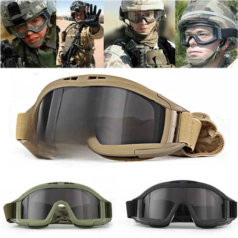 JSJM Airsoft gogle taktyczne 1/3 obiektyw wiatroszczelne pyłoszczelne strzelanie Motocross motocyklowe okulary górskie bezpieczna ochrona — zdjęcie 2