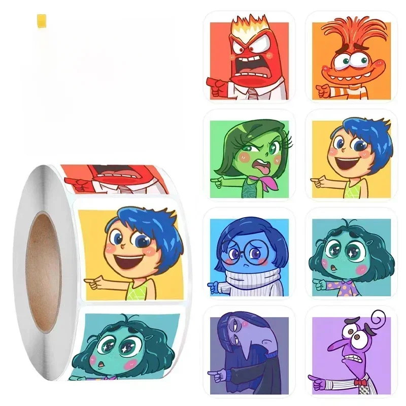 Disney-Inside Out 2 Selagem Adesivos, Decalques bonitos dos desenhos animados, Rodada Álbum DIY,