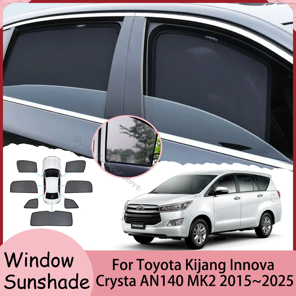 For Toyota Kijang Innova Crysta AN140 MK2 2015~2025 Car Magnetic Mesh Privacy Sunshade Side Window Sun Shade Interior Accessorie