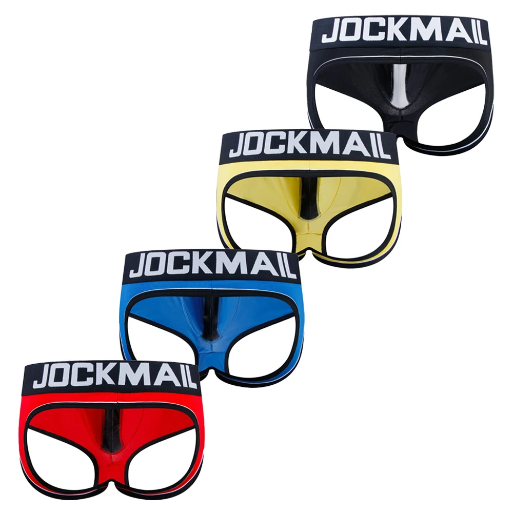 

Jockmail Men Panties Cotton Boxers Sexy Low Waist Empty Back Sissy Ropa Interior for Hombre adults 18 plus man underwear