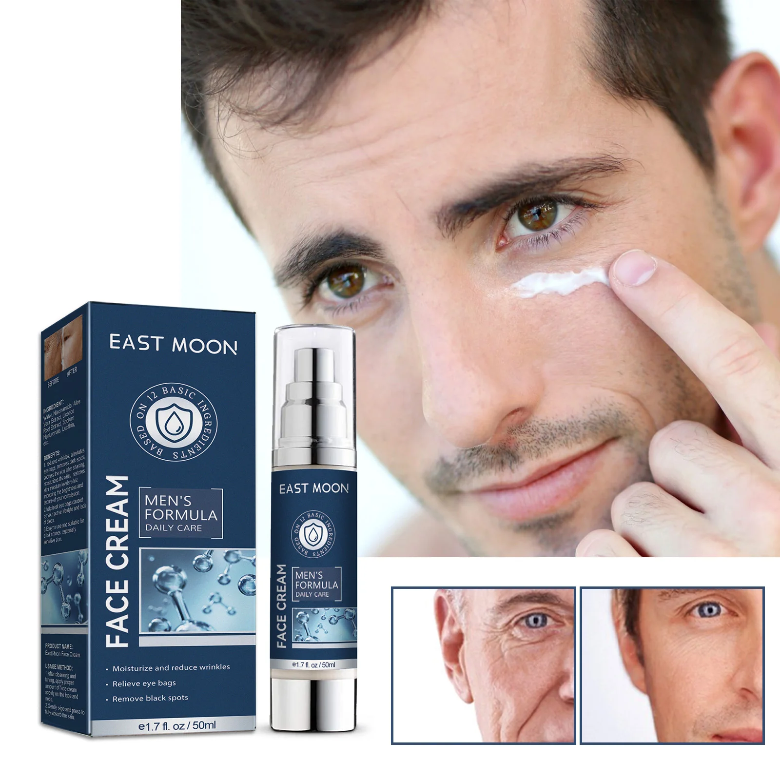 Crema Facial antiarrugas para hombres y adultos, Kit de cuidado de la piel natural, hidratante, Blanqueador