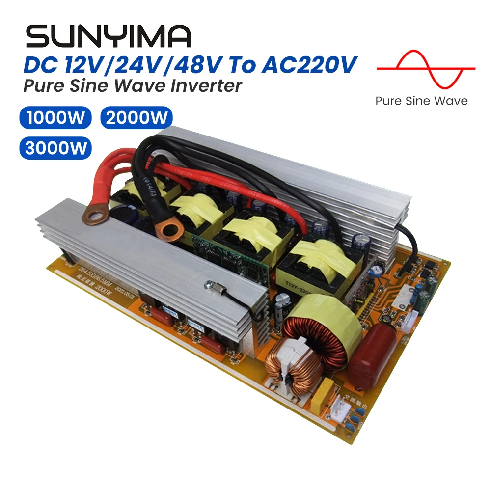 

SUNYIMA 12V/24V to 220V Pure Sine Wave Inverter 3000W/2000W/1000W Circuit Board High Power Motherboard DC to AC Converter