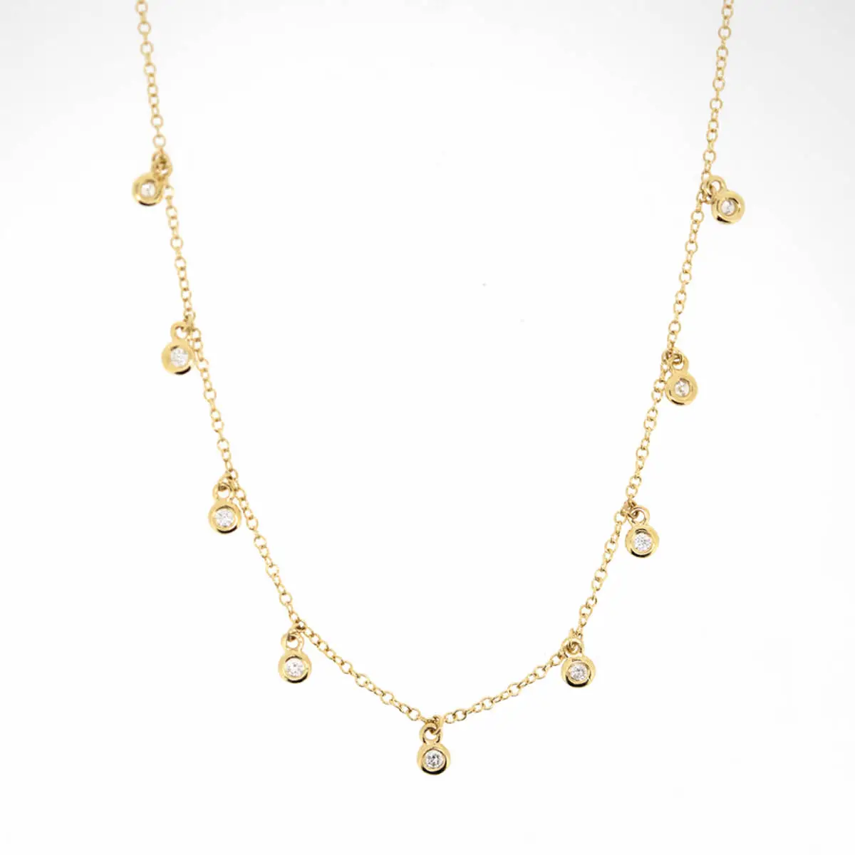 Colar ouro amarelo elo portugues 40 cm com diamantes 18k