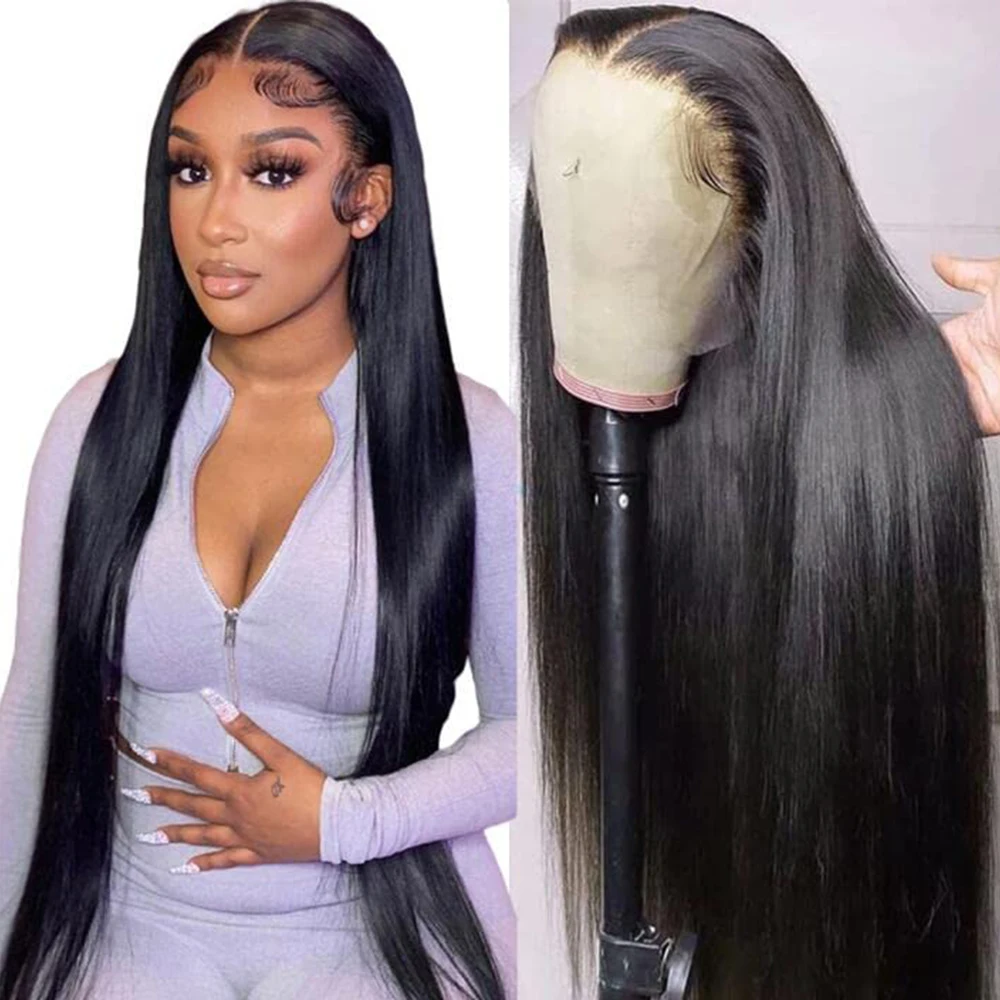 Straight Lace Front wig Human Hair Pre-painted Density 180% 13x4 HD Lace Front wig Brazilian Female Hair Black 22-30 inches