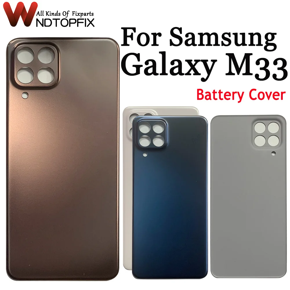 New For Samsung Galaxy M33 Back Cover Housing Rear Phone Case Battery Door Replacement For Samsung M33 5G SM-M336B Battery Cover