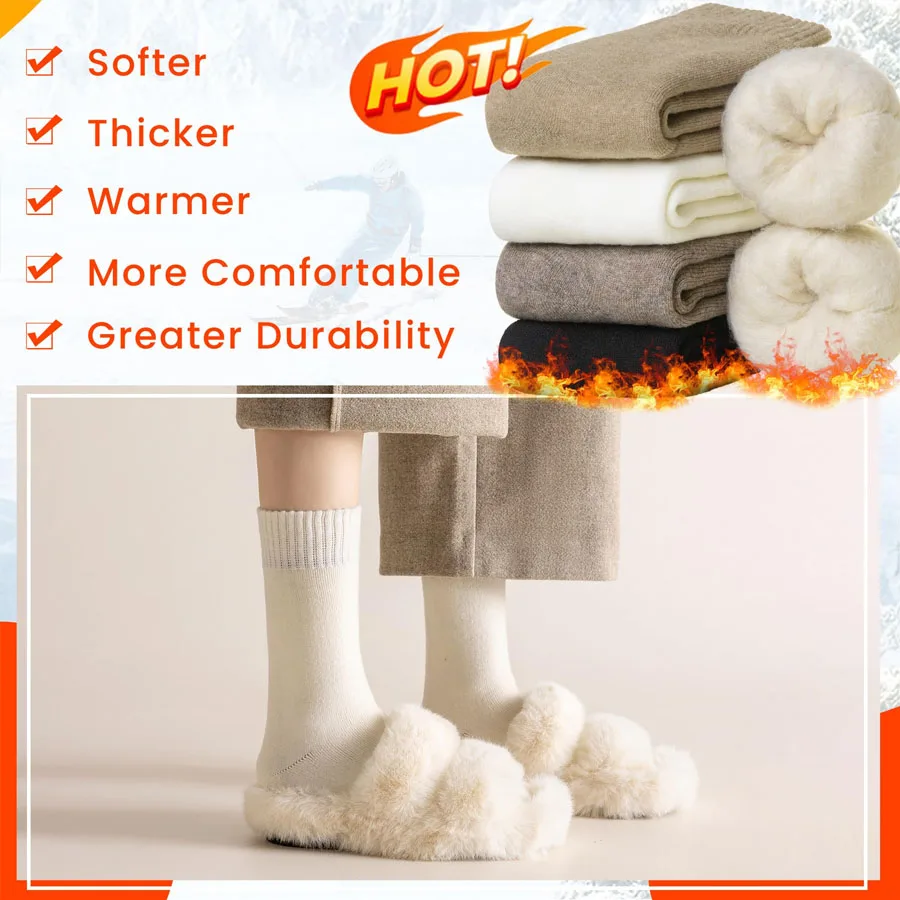 5/1 Pairs Women Winter Fleece Lined Socks, Thickened Heel Toe Warm Hiking Socks, Random Colors Size 35-42 Outdoor