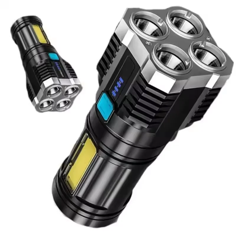 Rechargeable USB LED Flashlight Cob Torch 4LED Powerful Compact Durable Multifunctional Versatile Lighting High Quality Camping