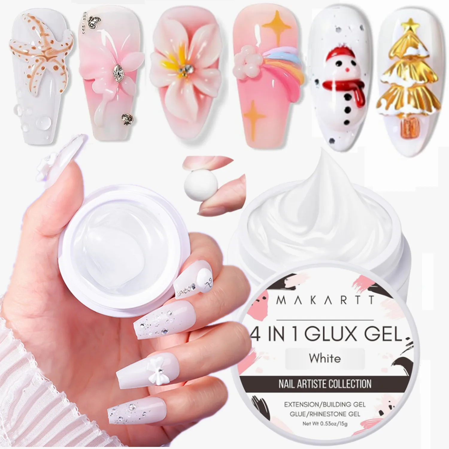 

Makartt Solid Gel Builder for Nails 15ML Nail Extension 3D Gel Sculpting Nail Art UV Nail Glue for Press on Nails