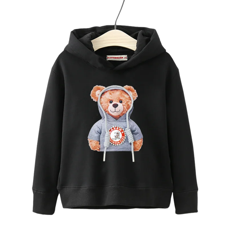 Teddy bear Hoodie Kids Children Girl boy childre cartoon Street casual hip-hop  spring and autumn  Sweatshirt Long sleeved