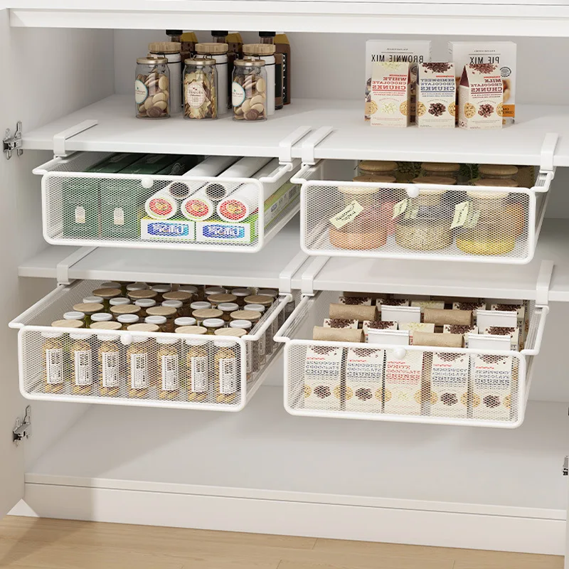 

Hanging Pull Out Drawer Iron Under Cabinet Organizer For Closet Kitchen Home Hanging Drawer Storage Basket Heavy Duty Counter