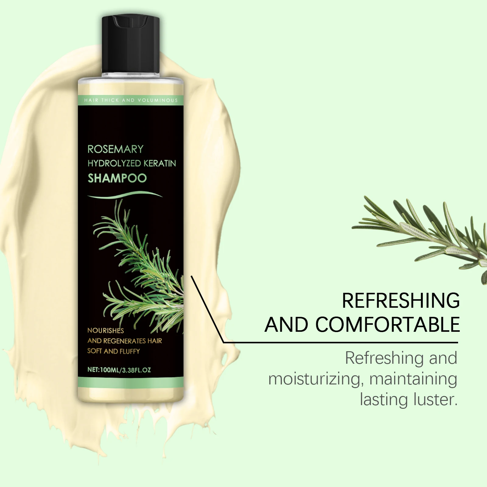 Rosemary Hydrolyzed Keratin Shampoo Nourishes Scalp Promotes Healthy Roots Strengthens Strands Gentle Cleansing Boosts Volume Thickens Hair Enhances Shine Revitalizes Hair Care Shampoo