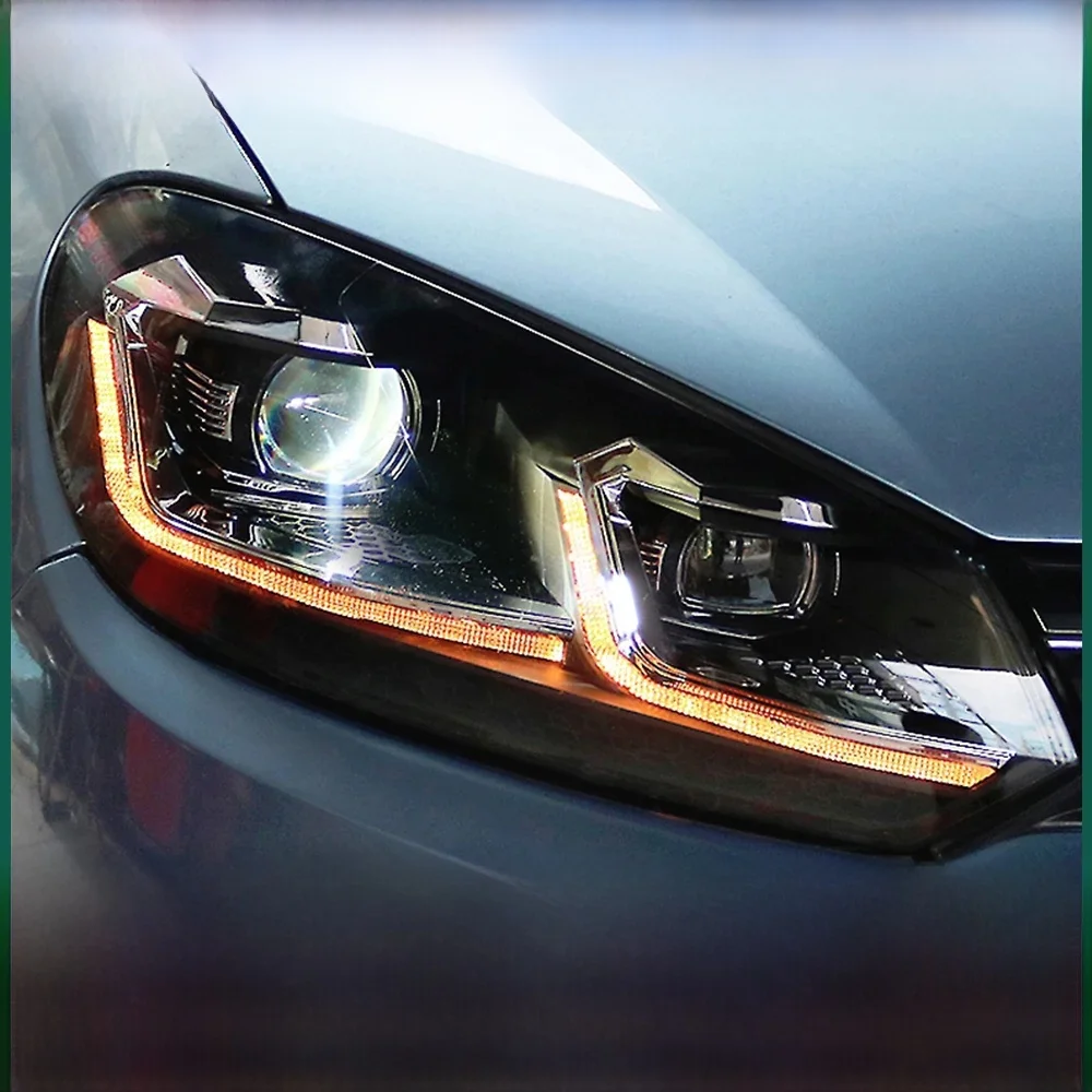 Reflektory do VW Golf 6 MK6 2009-2013 DRL Światła do jazdy dziennej Reflektor LED Bi Xenon Żarówka Światła przeciwmgielne Akcesoria samochodowe — zdjęcie 2