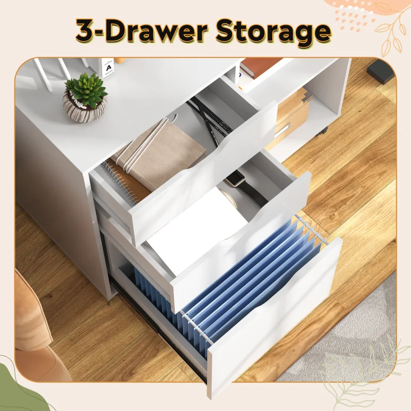 GALAXHERO 3 درج خزانة ملفات خشبية خزانة ملفات جانبية متنقلة أرفف تخزين مفتوحة حامل الطابعة منظمة المكتب المنزلي #4