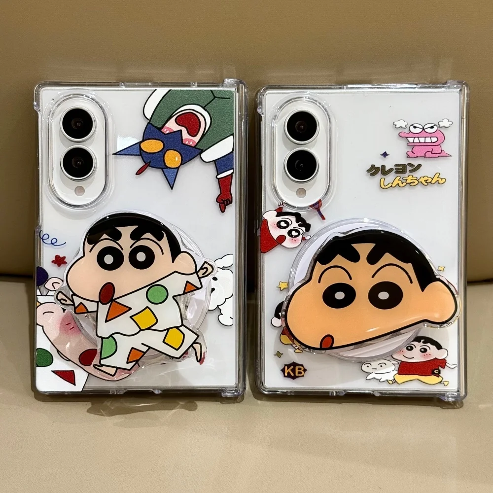 Kawaii Cartoon Character Shin Chan Phone Case for Samsung Galaxy Z Fold 8 Ultra Z Fold 8 Cover with MagSafe Holder Anti Drop Set