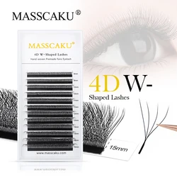 MASSCAKU 12Rows 4D 5D 6D Wholesales W Style Premade Volume Lashes Professional Faux Mink Individual Eyelashes Extensions