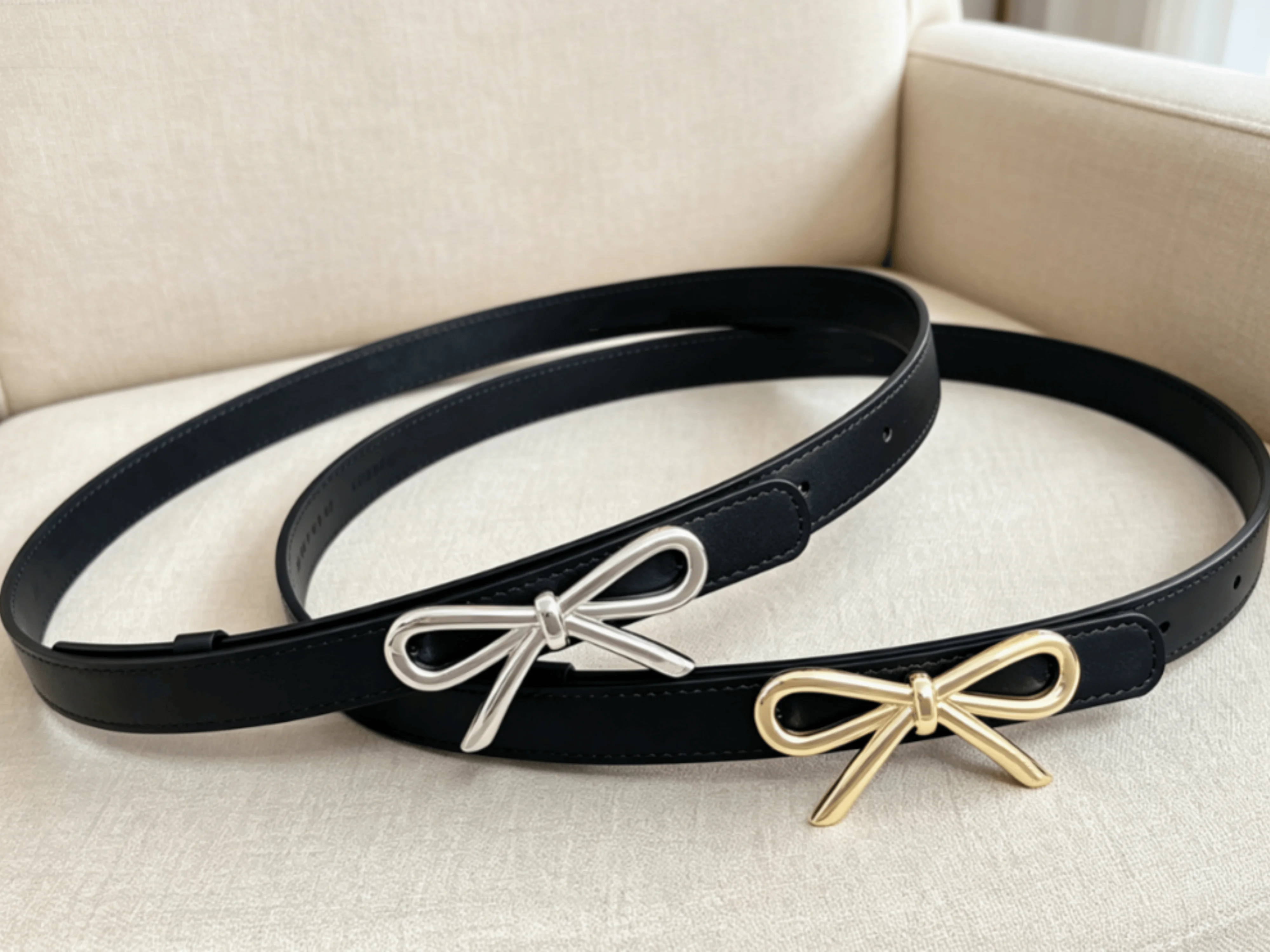 2026 Lady New Leather Belt Fashion Butterfly Knot Versatile Cowhide Simple Solid Color Belt Width: 1.5 cm