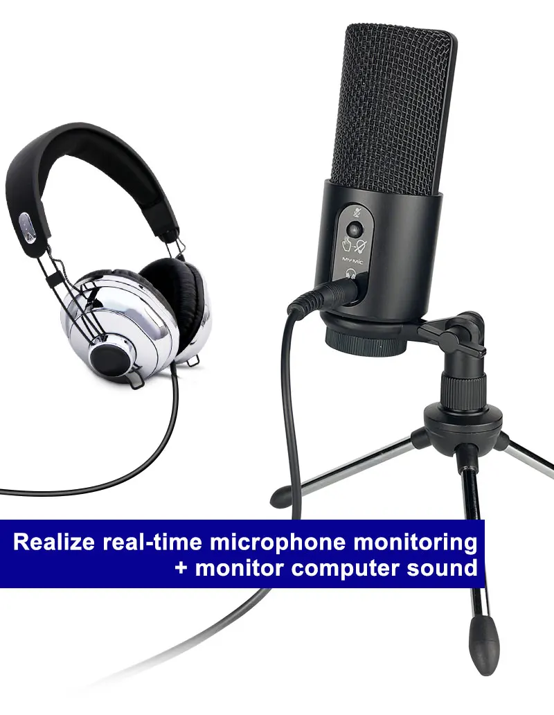 MY MIC W110 192khz USB Condenser studio Computer Gaming Microphone Mics For Laptop Recording Podcasting Broadcasting with stand
