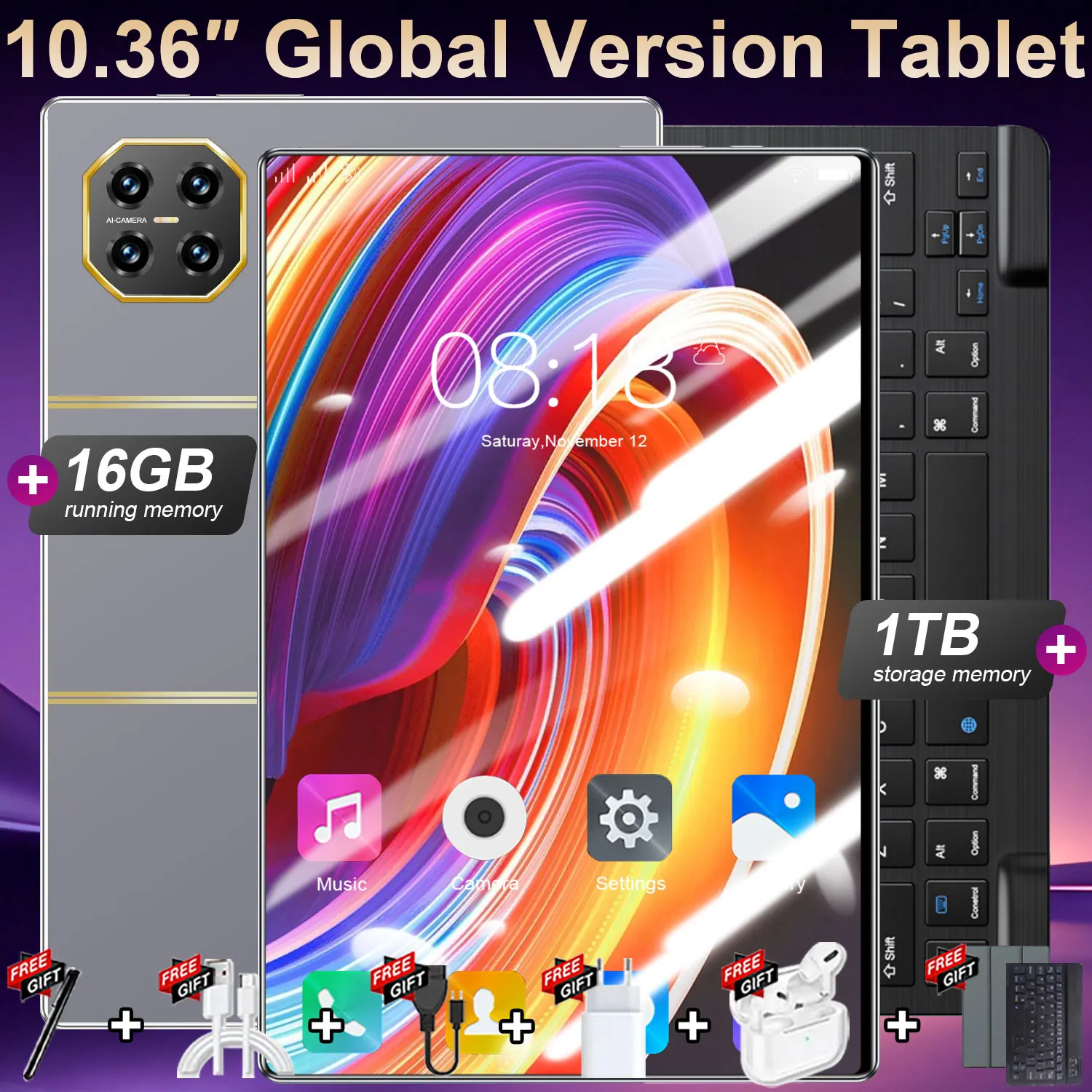Versión global, pantalla IPS HD de 10,36 pulgadas, cámara de 16 MP + 32 MP, sistema operativo Android 13.0, función de llamadas