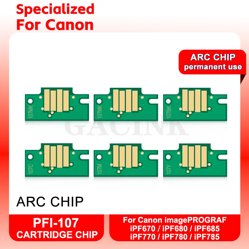 

ARC Chip PFI107 PFI 107 PFI-107 Ink Cartridge For Canon IPF670 IPF680 IPF685 IPF770 IPF780 IPF785 IPF670 IPF770 Printer Chips