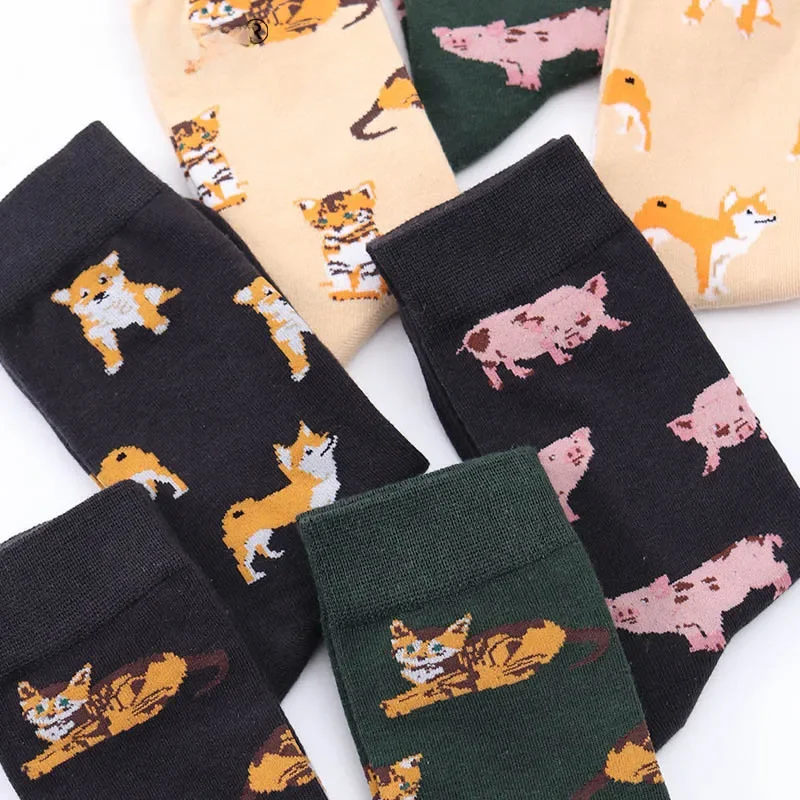 Japan Style Harajuku Dog Funny Socks Women Ankle Cute Cotton Socks Fashion Cool Hipster Skateboard Female Meias Art Animal Sox — zdjęcie 2