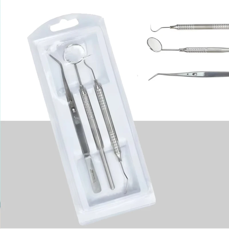 

Профессиональный стоматологический набор из 3 предметов, набор инструментов для чистки зубов с зеркальным скалером, средство для удаления зубного камня для гигиены полости рта