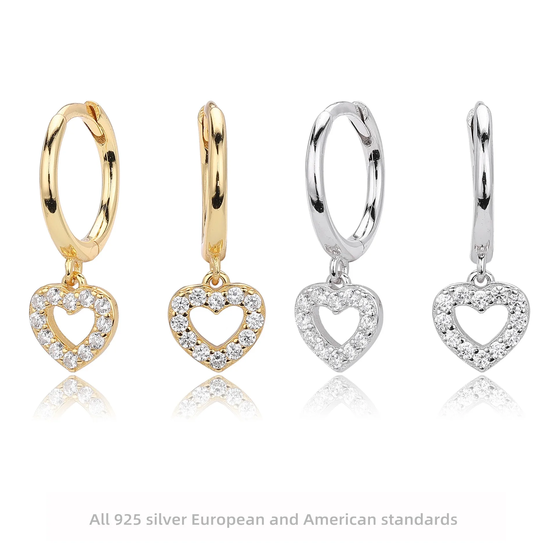 

Серьги-сердечки из стерлингового серебра 925 пробы с микропаве, минималистичный шикарный крутой стиль, изысканные серьги-манжеты, Instagram, ювелирные изделия для женщин