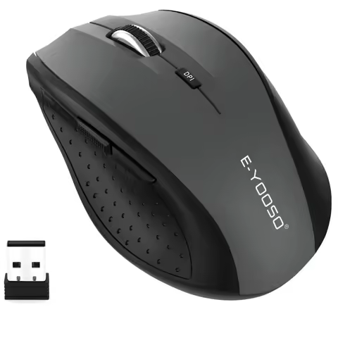 E-YOOSO Wireless Mouse Portable Optical Computer Mouse Cordless 2.4G USB Receiver 2400 DPI 18 Months Battery Life for PC Win Mac