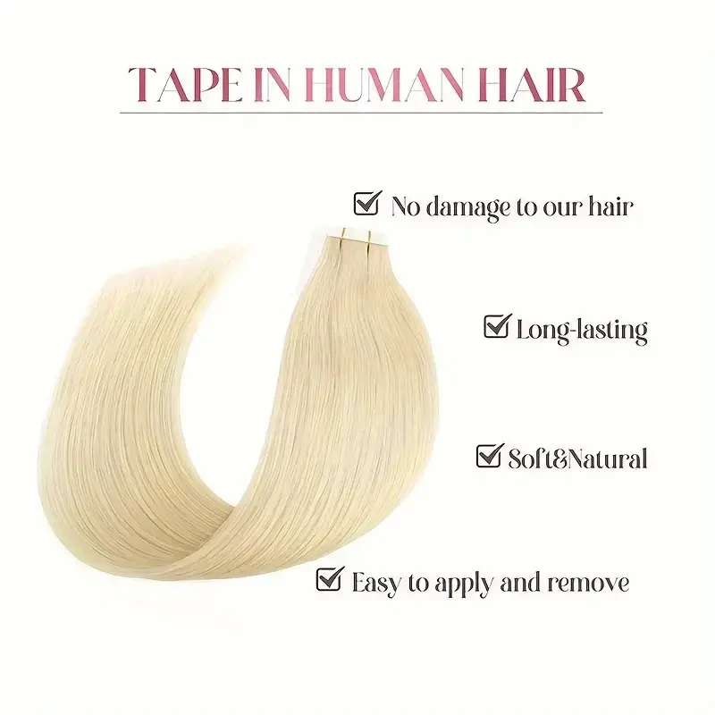 Alimice Tape In #613 Blonde Onzichtbare Human Hair Extensions Voor Vrouwen Remy Menselijk Haar Steil Tape In Hair Extensions 50G