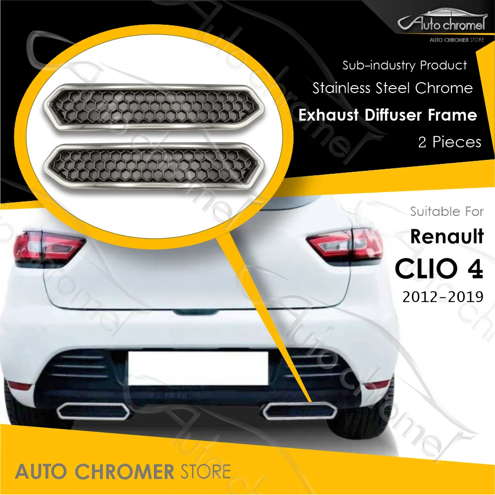 

For Clio 4 Exhaust Diffuser Frame 2 Pieces 2012-2019 Premium Quality Car Accessories Sport External Parts, Tunning, R-S, Trophy