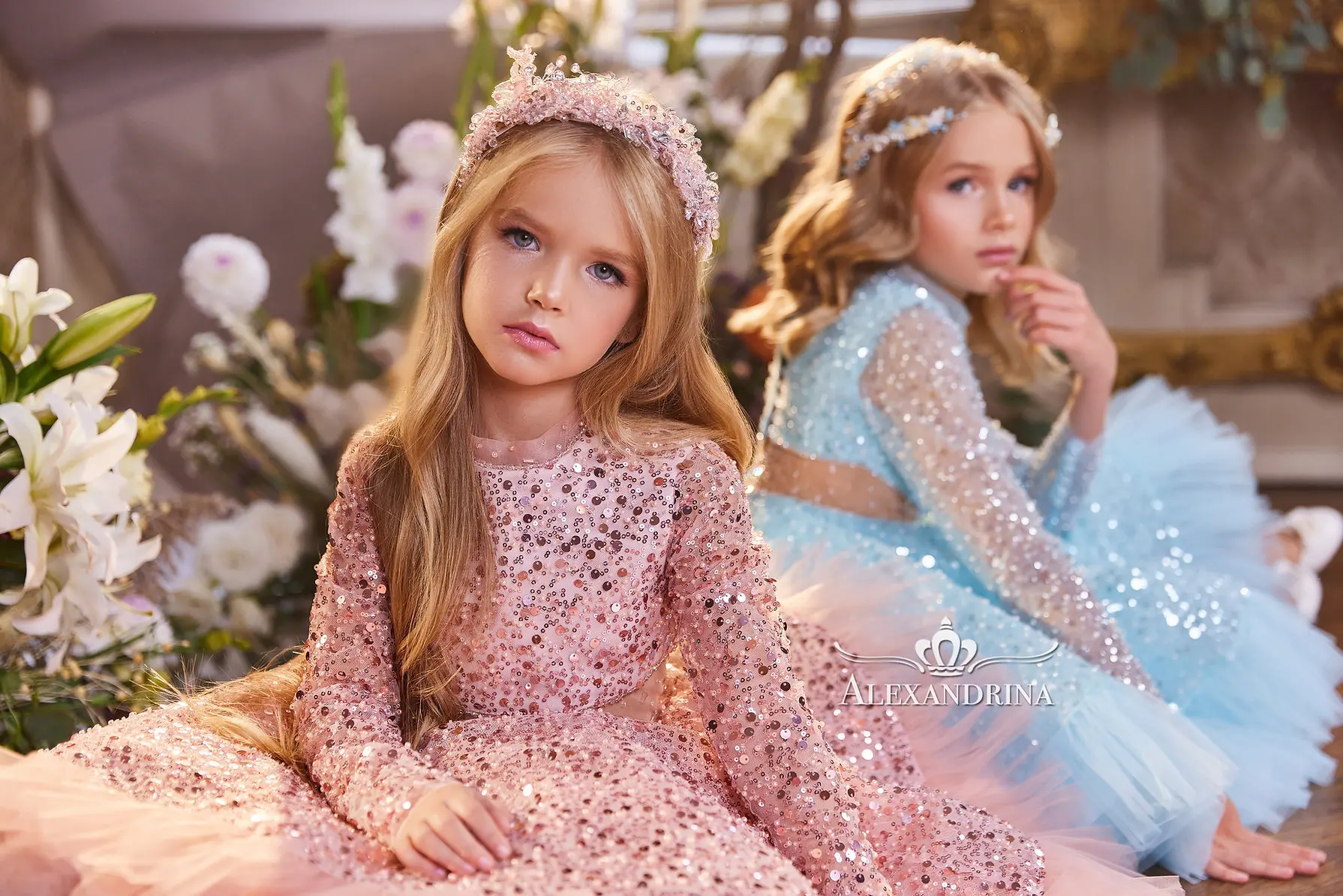 Glänzendes Pailletten-Festzugkleid für Mädchen für Fotoshooting, knielanges Geburtstagskleid, Partykleid, Blumenmädchenkleid für Hochzeiten